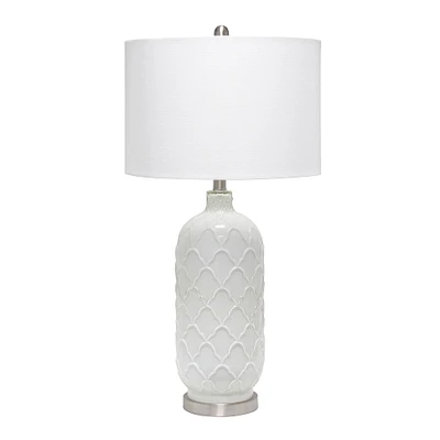 Lalia Home 30" Argyle Classic White Table Lamp with Fabric Shade