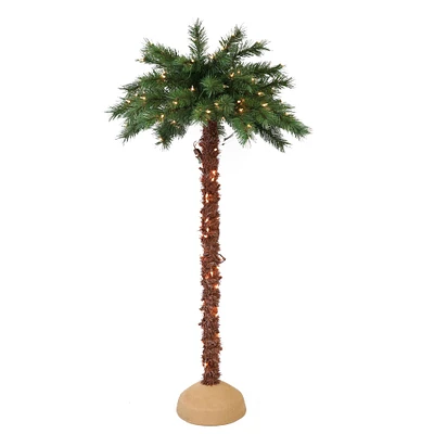 6 Pack: 4ft. Pre-Lit Artificial Palm Tree, Clear Lights