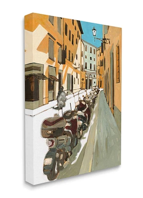 Stupell Industries Row of Mopeds Yellow European City Street Canvas Wall Art