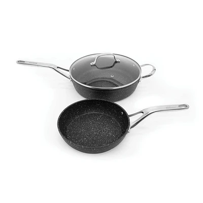 The ROCK by Starfrit 3-Piece Cookware Set With Riveted Cast Stainless Steel Handles