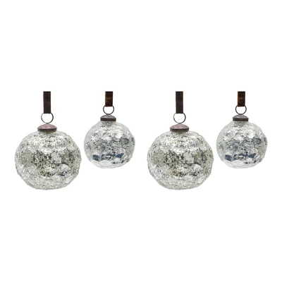 Silver Mercury Glass Ball Ornament Set