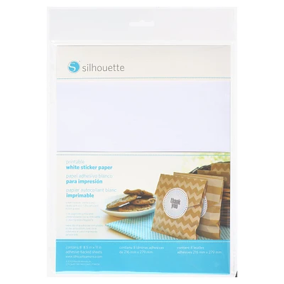 10 Packs: 8 ct. (80 total) Silhouette® Printable Adhesive Sticker Paper, White
