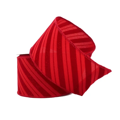 2.5" x 20ft. Red Stripe Wired Taffeta Ribbon by Celebrate It™ Christmas