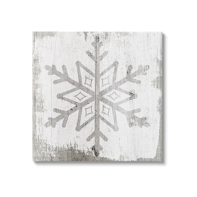 Stupell Industries Rustic Winter Snowflake Shape Canvas Wall Art