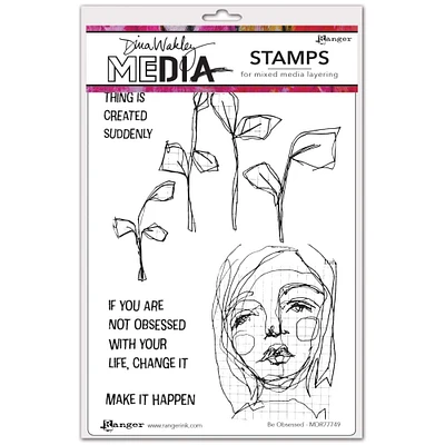 Dina Wakley Media Be Obsessed Cling Stamps