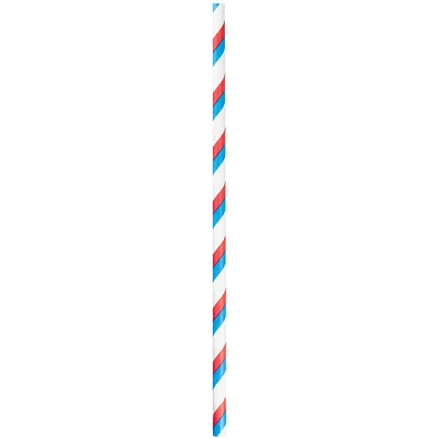 Red, White & Blue Patriotic Paper Striped Straws, 96ct.