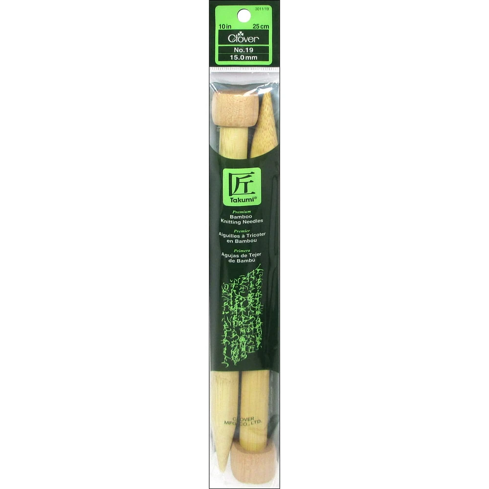 10" Clover Takumi® Bamboo Knitting Needles, Size 19