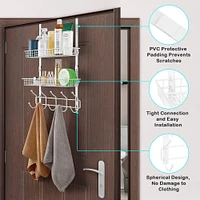 NEX™ 24" White Over the Door Basket Rack with Hooks