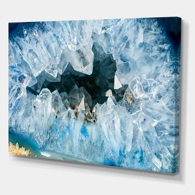 Designart - Geode Interior with Light Blue crystals - Mid-Century Modern Canvas Artwork