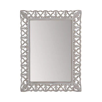 Habitat Calie 25" Distressed Gray Mirror with Carved Botanical Frame