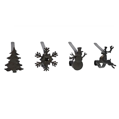 Original MantleClip® Matte Black Assorted Holiday Icons Stocking Holders, 4ct.