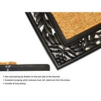 RugSmith Natural & Black Holly Trellis Molded Rubber & Coir Doormat