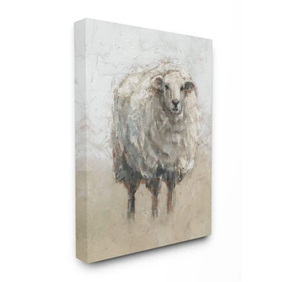 Stupell Industries Fluffy Sheep Farm Animal Beige Tan Painting Canvas Wall Art 