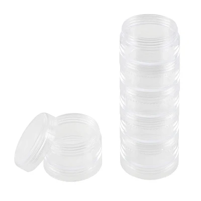 12 Pack: 1.5" Clear 6-Container Round Bead Storage Stack by Bead Landing™