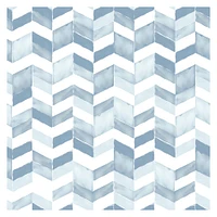 RoomMates Blue & White Paul Brent Watercolor Chevron Peel & Stick Wallpaper