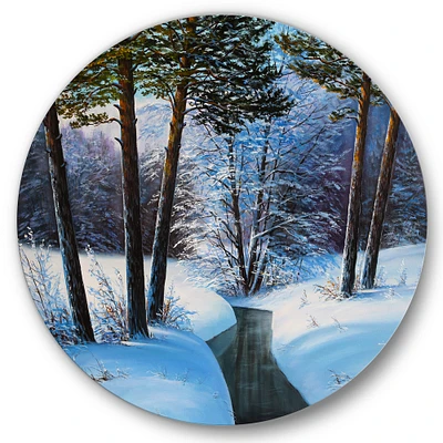 Designart - Christmas Forest With River and Trees III