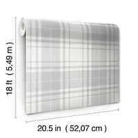 InHome Franklin Plaid Gray Peel & Stick Wallpaper