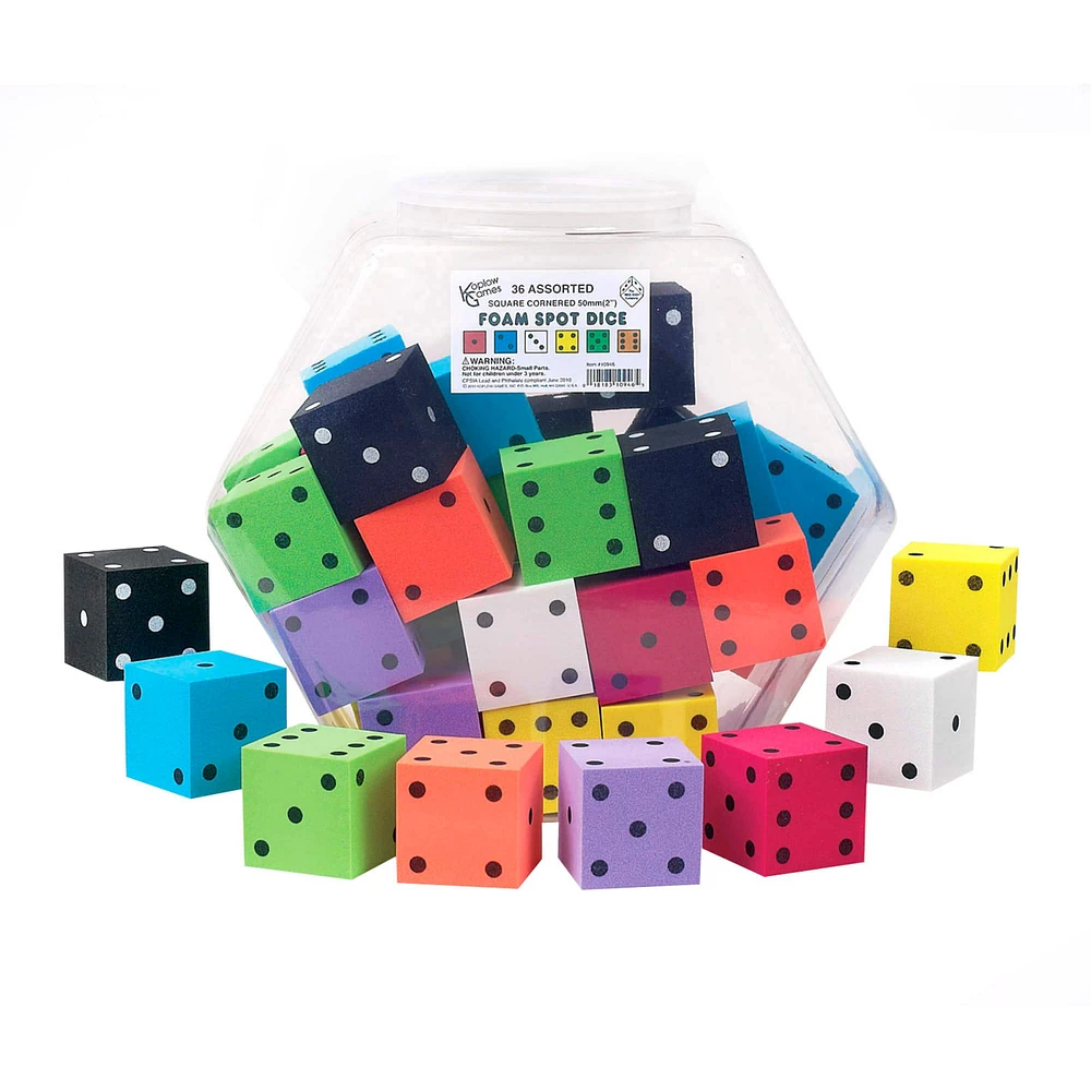 Koplow Games Foam Dot Dice, 2", 36/tub