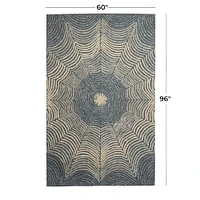 Light Gray Wool Contemporary Hand Hooked Rug, 5ft. x 8ft.