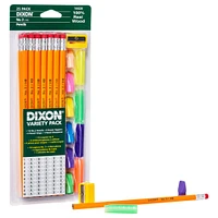 Dixon® Variety Pack with #2 Pencils, Erasers, Pencil Grips and Sharpener Set, 6 Packs of 25