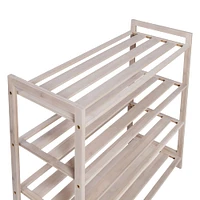 Honey Can Do White Wash 4-Tier Bamboo Shoe Rack