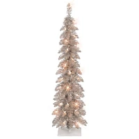 4ft. Pre-Lit Rose Gold Artificial Alpine Pencil Christmas Tree, Clear Lights