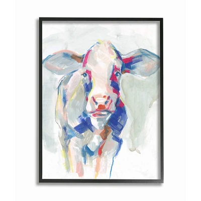 Stupell Industries Colorful Cow Wall Art in Black Frame