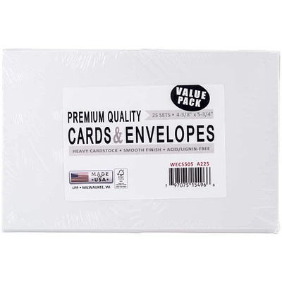 Leader Paper Products White A2 Greeting Cards With Envelopes, 25ct.