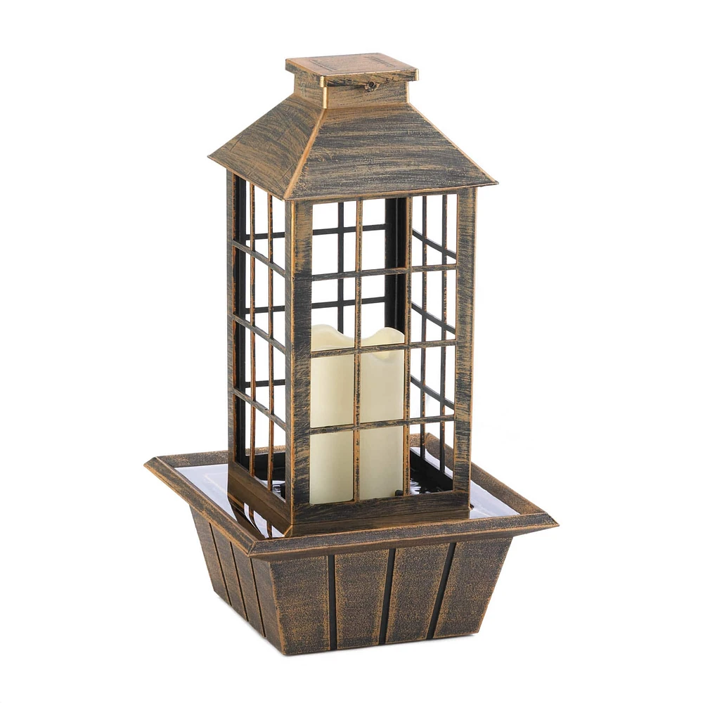 13.5" Bronzed Lantern LED Tabletop Fountain