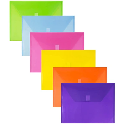 JAM Paper 9.75" x 13" Assorted Plastic Hook & Loop Open End Envelopes, 12ct.