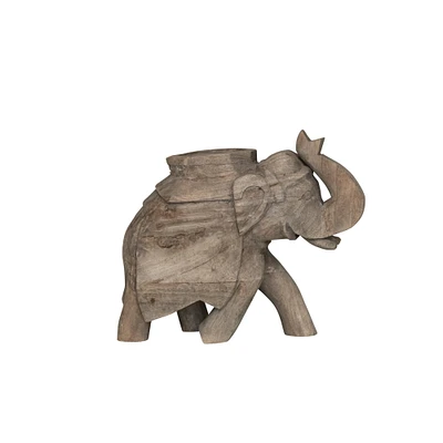 7" Sandwash Finish Mango Wood Elephant Figurine