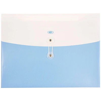 JAM Paper 9.75" x 13" Two-Tone Light Blue Plastic Button & String Tie Closure Envelopes, 12ct.