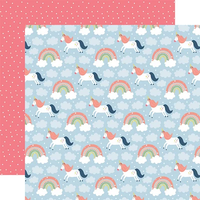Little Dreamer Girl Double-Sided Cardstock 12"X12"-Riding Rainbows, 25 Sheets