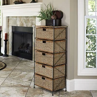 Household Essentials 5 Drawer Seagrass Wicker Storage Unit