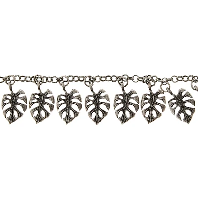 12 Pack: Oxidized Silver Metal Palm Leaf Charms, 20mm by Bead Landing™