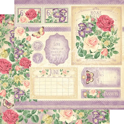 Graphic 45 Flower Market 12" x 12" June Double-Sided Cardstock, 15 Sheets
