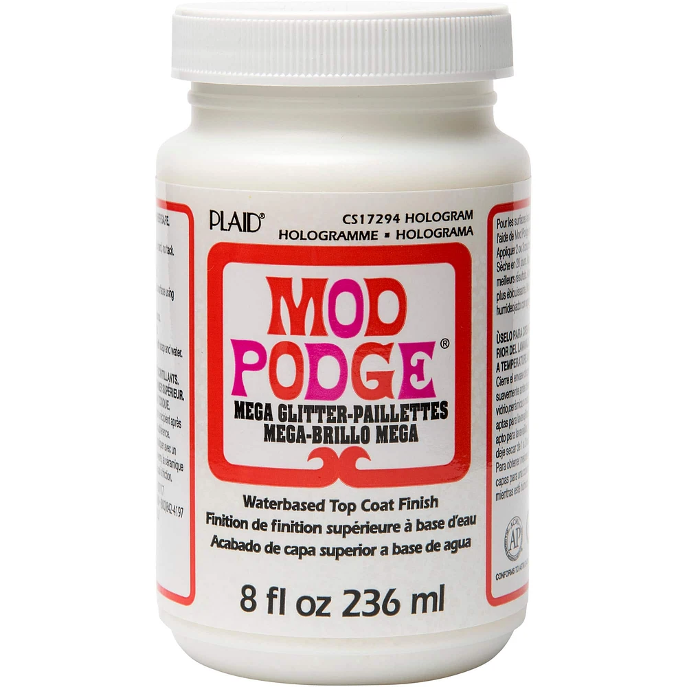 12 Pack: Mod Podge® Hologram Mega Glitter Waterbased Top Coat Finish