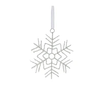 Glittered White Snowflake Wire Ornament Set