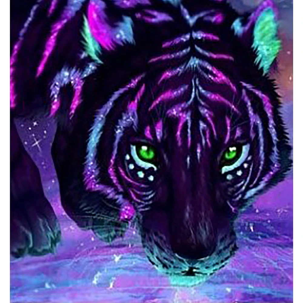 Sparkly Selections Black Light Tiger Diamond Painting Kit, Square Diamonds