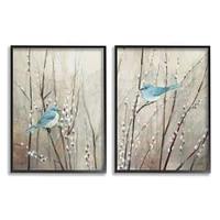 Stupell Industries Peaceful Perched Blue Birds Animal Nature Painting in Frame Wall Art