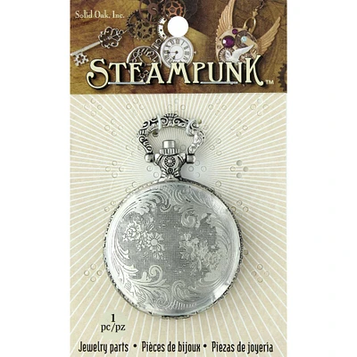 Solid Oak Steampunk™ Antique Silver Pendant Watch Case