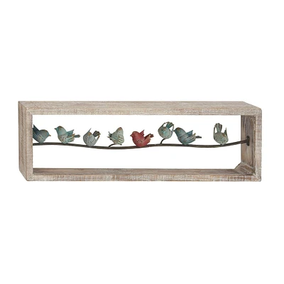 Whitewashed Wood Farmhouse Birds Wall Accent