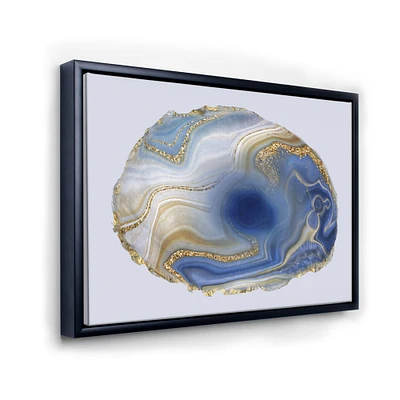 Designart - Ocean Blue Golden Jasper Agate I - Glam Canvas Wall Art Print in Black Frame