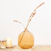 8" Amber Modern Round Tinted Glass Vase