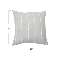 Gray Square Interwoven Stripe Cotton Pillow Cover