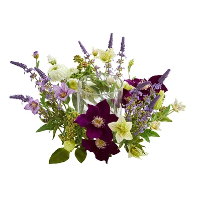6" Mixed Floral Artificial Arrangement Candelabrum