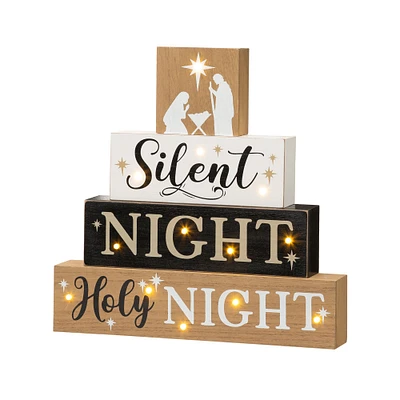 Glitzhome® 12" LED Lighted Nativity Block Word Sign