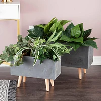 CosmoLiving by Cosmopolitan Dark Gray Fiberclay Contemporary Planter Set