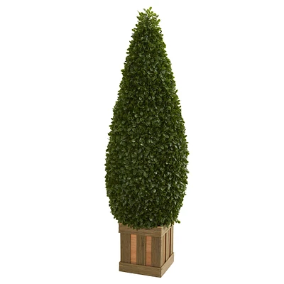 5ft. Boxwood Cone Topiary Tree with Decorative Planter