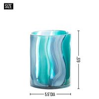 6.5" Small Blue Cylinder Glass Vase